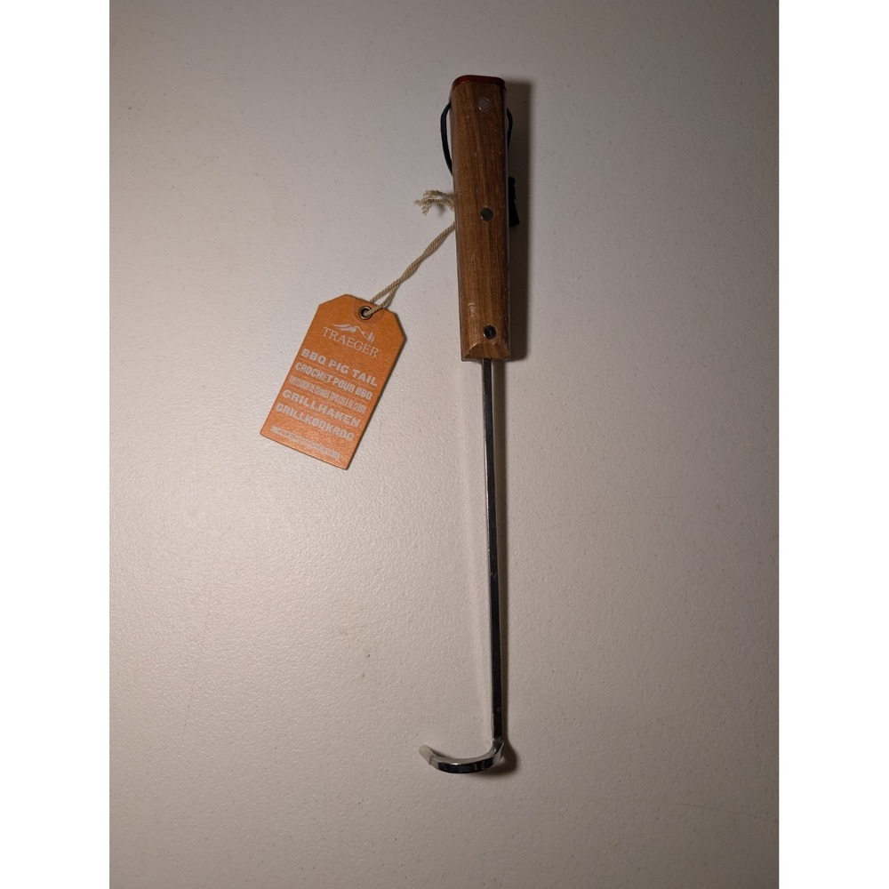 Traeger BBQ Pig Tail Hook Tool | Wood Handle | BAC533 | New w/ Tag | NWT - Picture 1 of 3